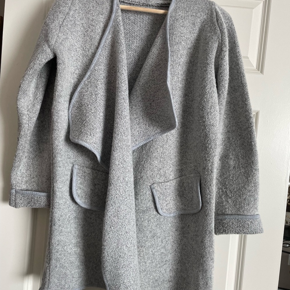 Gray cardigan sweater